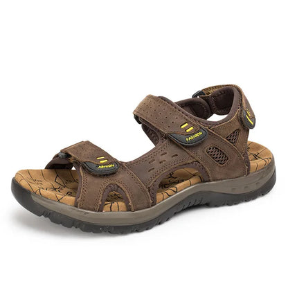 Men's Genuine Leather Sandals – Casual Summer Comfort Beach Slides