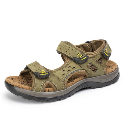 Men's Genuine Leather Sandals – Casual Summer Comfort Beach Slides