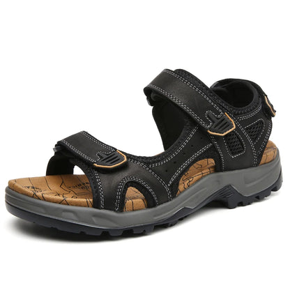 Men's Genuine Leather Sandals – Casual Summer Comfort Beach Slides