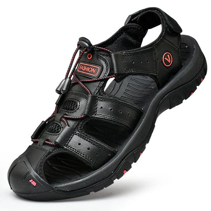 Men's Summer Sandals - Casual Leather Beach Shoes, Breathable Outdoor Sandals